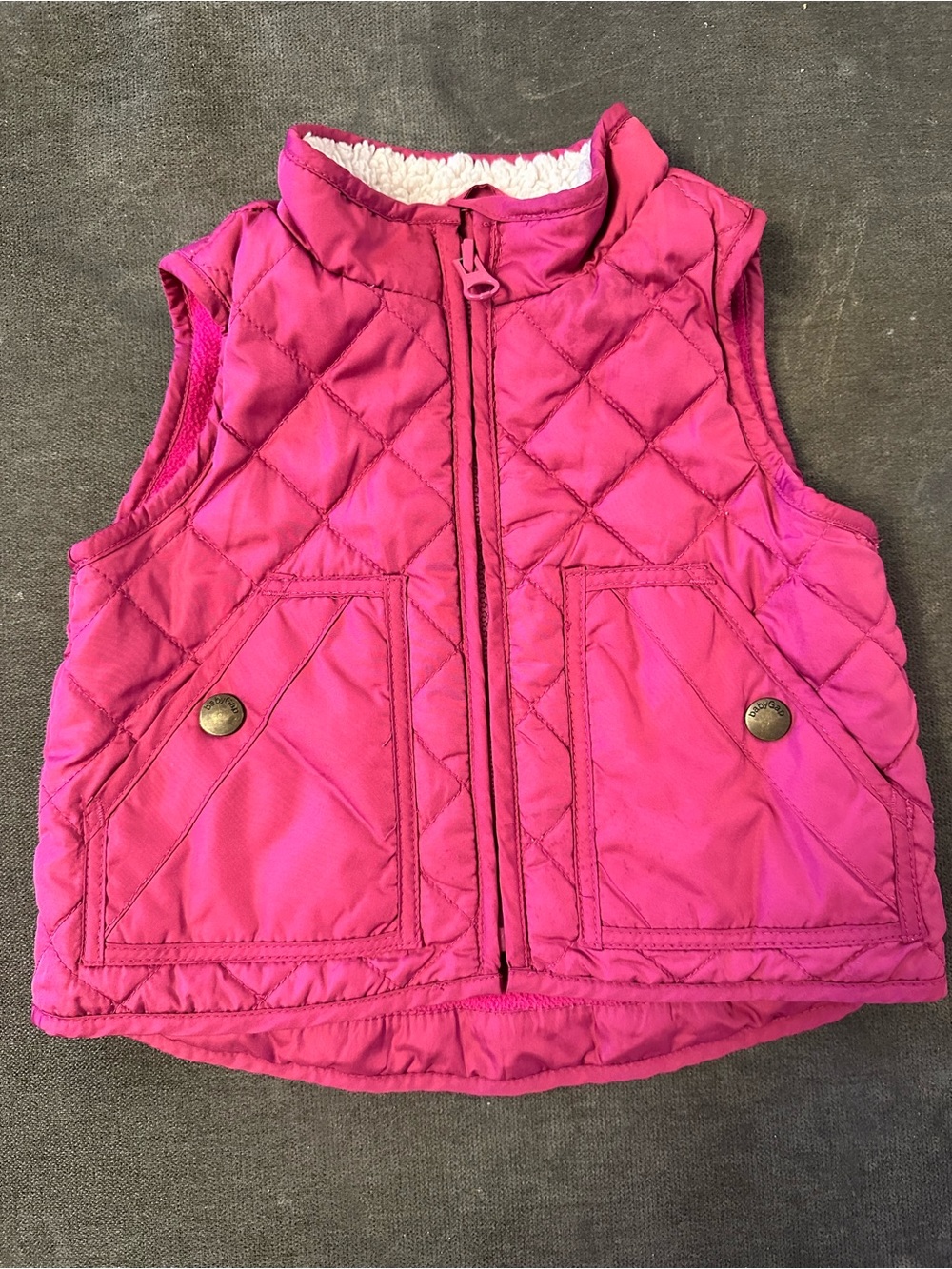 💗 BabyGap Raspberry Pink Quilted Fleece-Lined Vest 12–18M